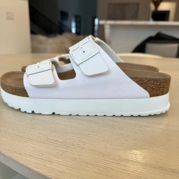 Birkenstock Papillio Arizona Flex Platform White Sandals 40 - Picture 9 of 12